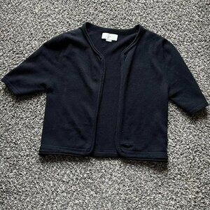 Cropped 100% Cashmere Cardigan Helen Wang Womens Large Black Chic Luxury Top